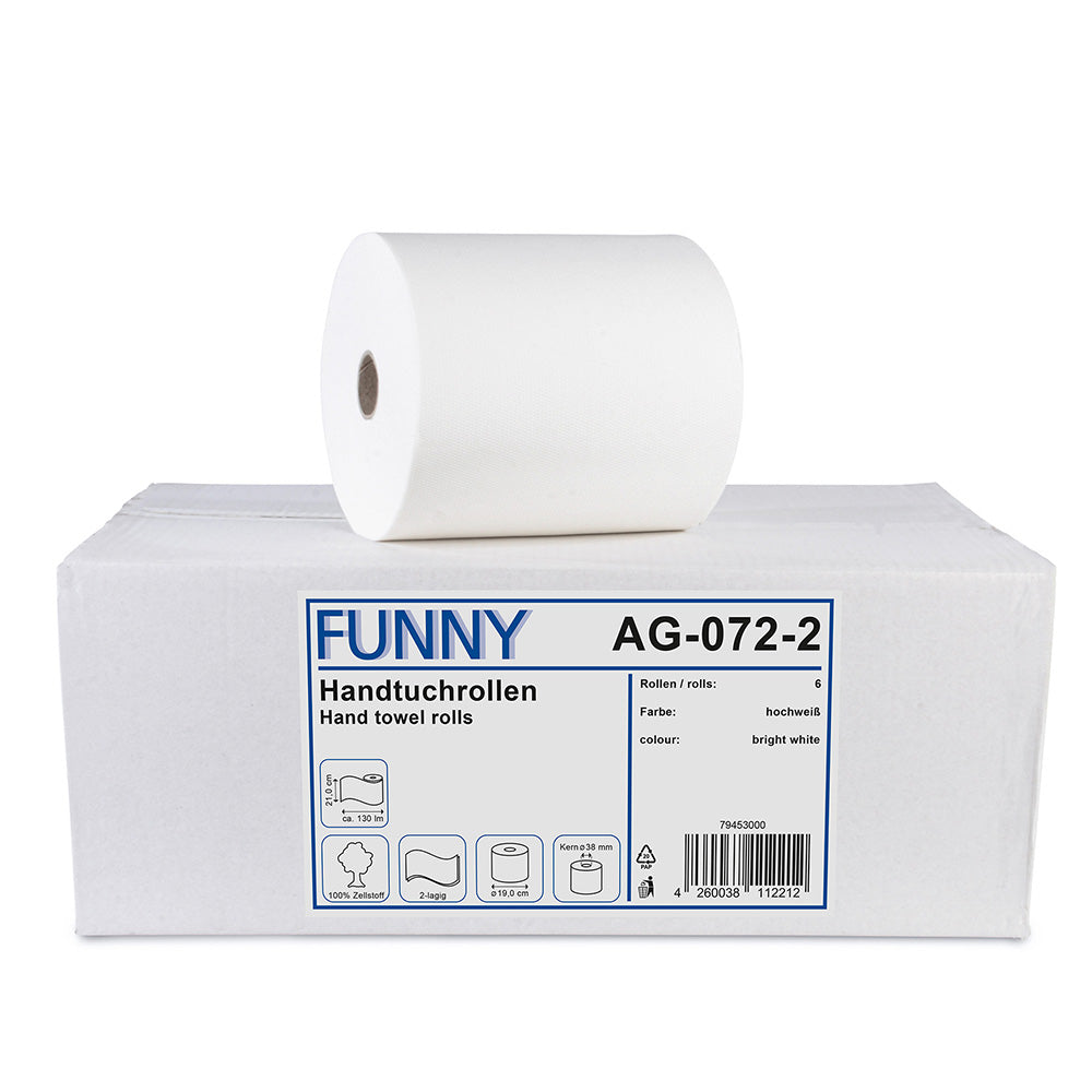 FUNNY AG-072 Handtuchrolle für Autocut-Spender, 2-lagig, hochweiß, 100 % Zellstoff