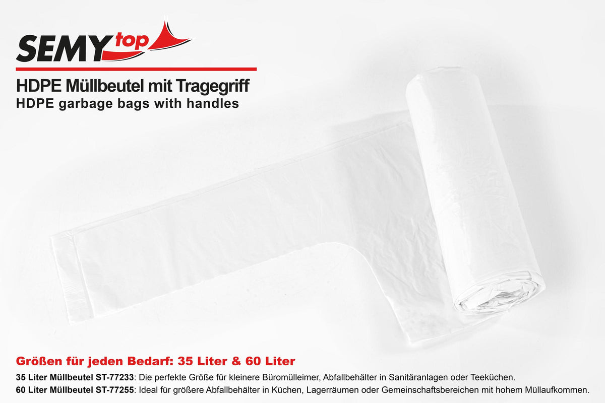 HDPE Müllbeutel mit Tragegriff ST-77233 und ST77255
